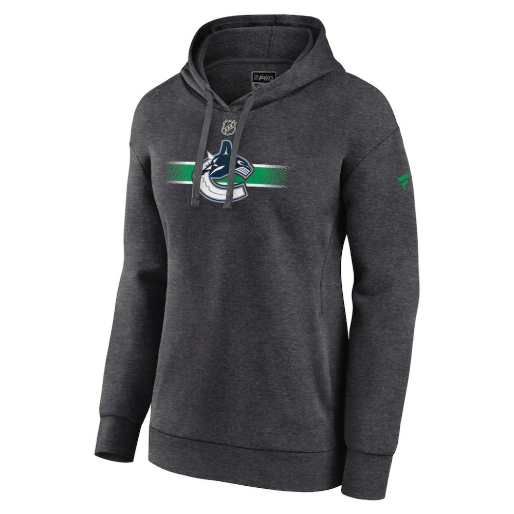 NHL Heather Charcoal Vancouver Canucks Fanatics Women's Authentic Pro Core Secondary Fleece Pullover Hoodie