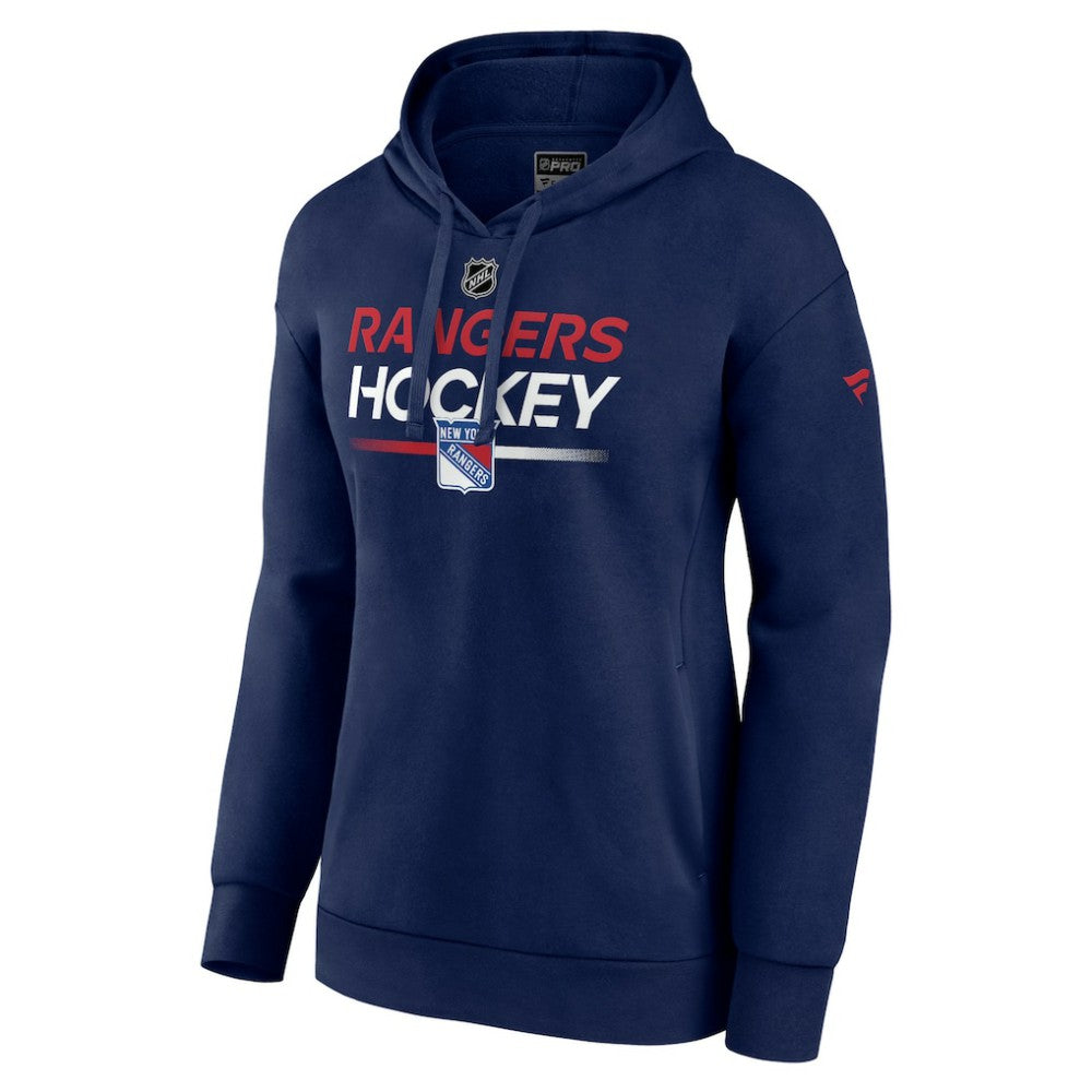 NHL Navy New York Rangers Fanatics Women's Authentic Pro Pullover Hoodie