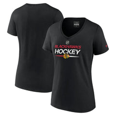 NHL Black Chicago Blackhawks Fanatics Women's Authentic Pro V-Neck T-Shirt