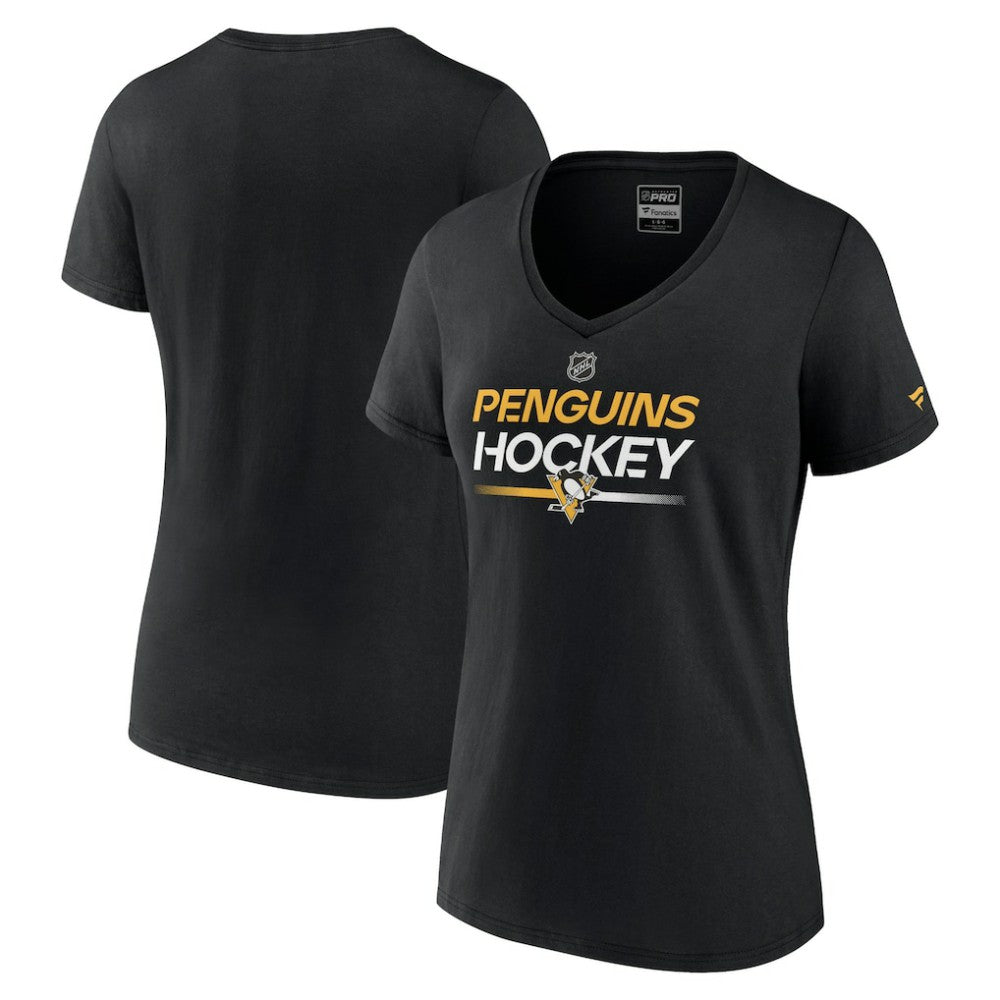NHL Black Pittsburgh Penguins Fanatics Women's Authentic Pro V-Neck T-Shirt