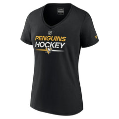 NHL Black Pittsburgh Penguins Fanatics Women's Authentic Pro V-Neck T-Shirt