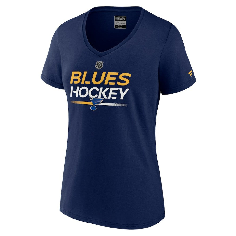 NHL Navy St. Louis Blues Fanatics Women's Authentic Pro V-Neck T-Shirt