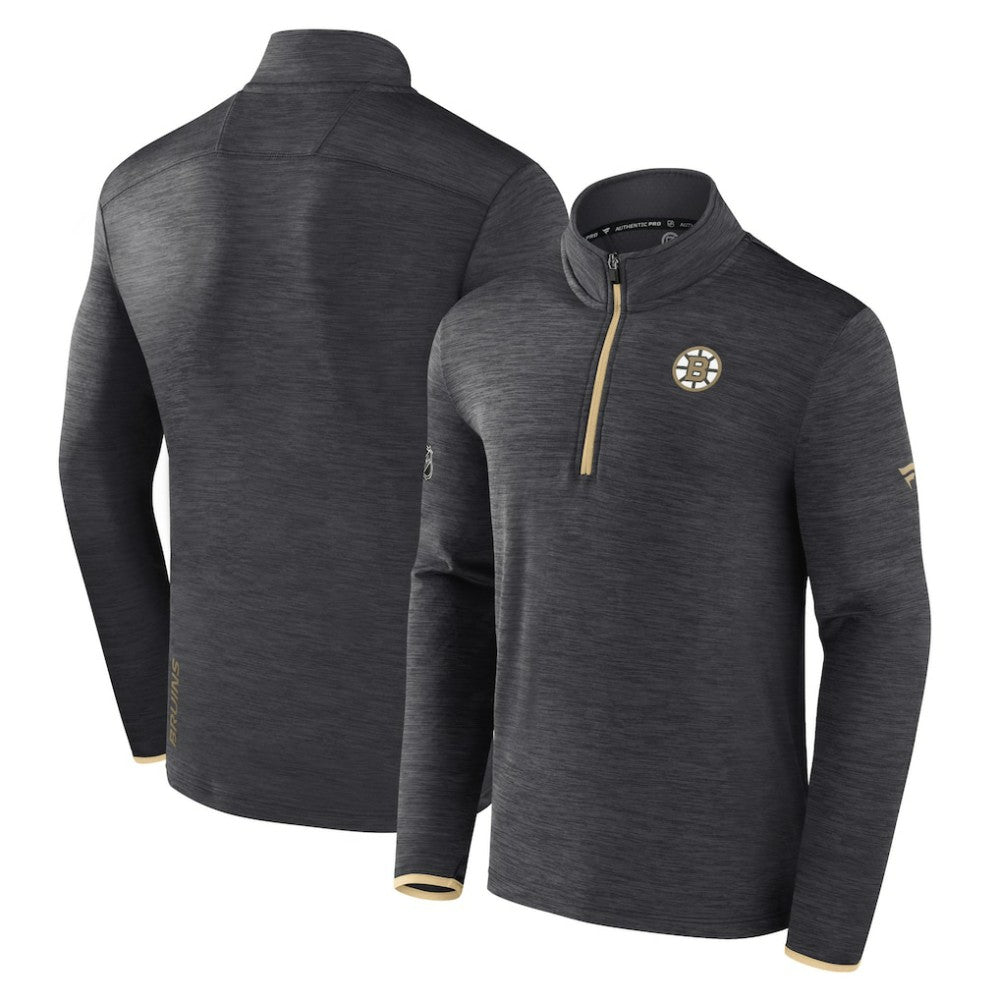 NHL Heather Charcoal Boston Bruins Fanatics Authentic Pro Quarter-Zip Pullover Top