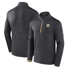 NHL Heather Charcoal Boston Bruins Fanatics Authentic Pro Quarter-Zip Pullover Top