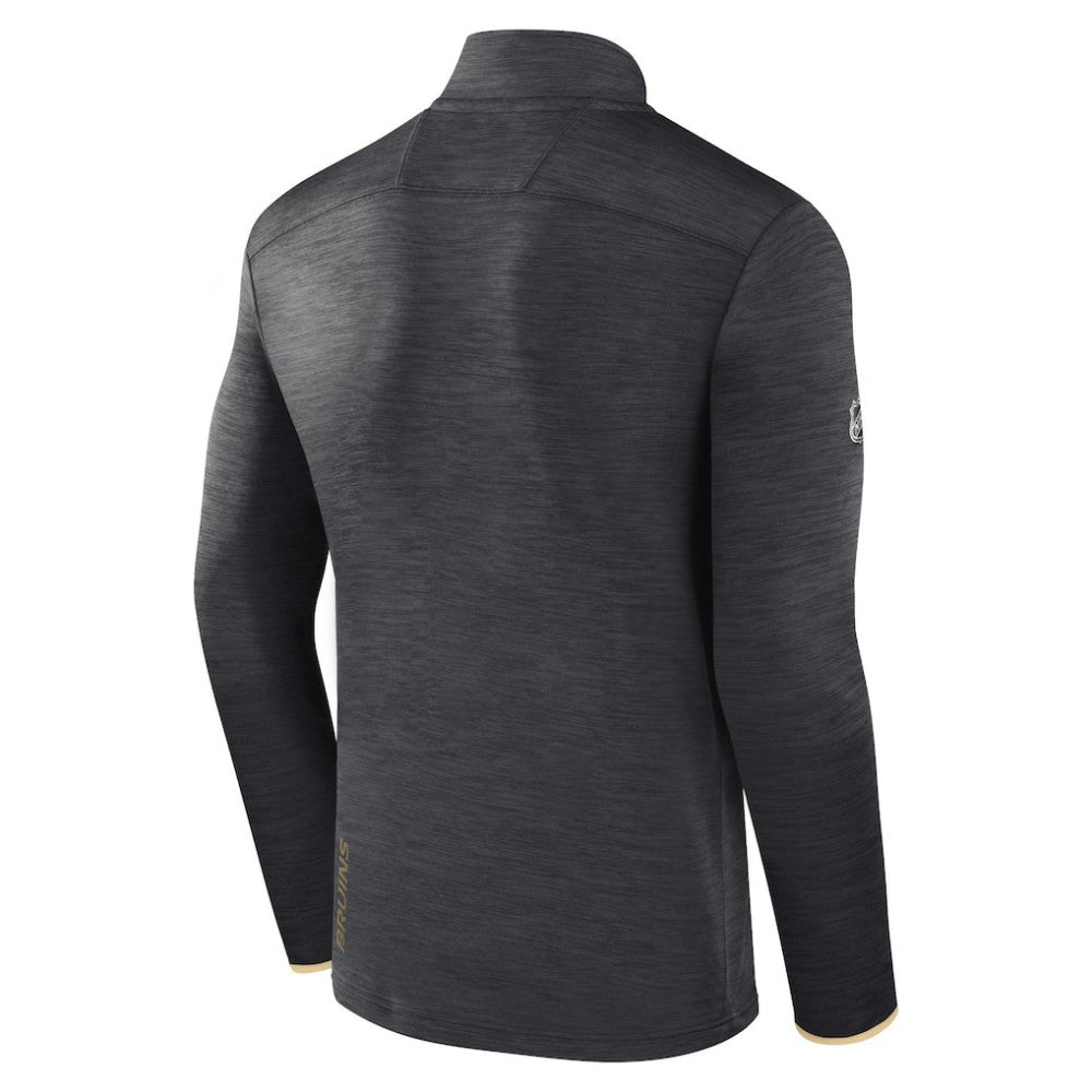 NHL Heather Charcoal Boston Bruins Fanatics Authentic Pro Quarter-Zip Pullover Top