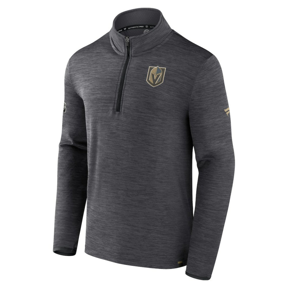 NHL Heather Charcoal Vegas Golden Knights Fanatics Authentic Pro Quarter-Zip Pullover Top