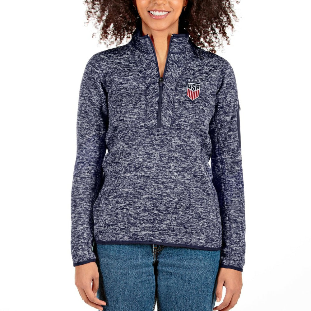USWNT Antigua Women's Fortune Half-Zip Pullover Jacket -  Heather Navy