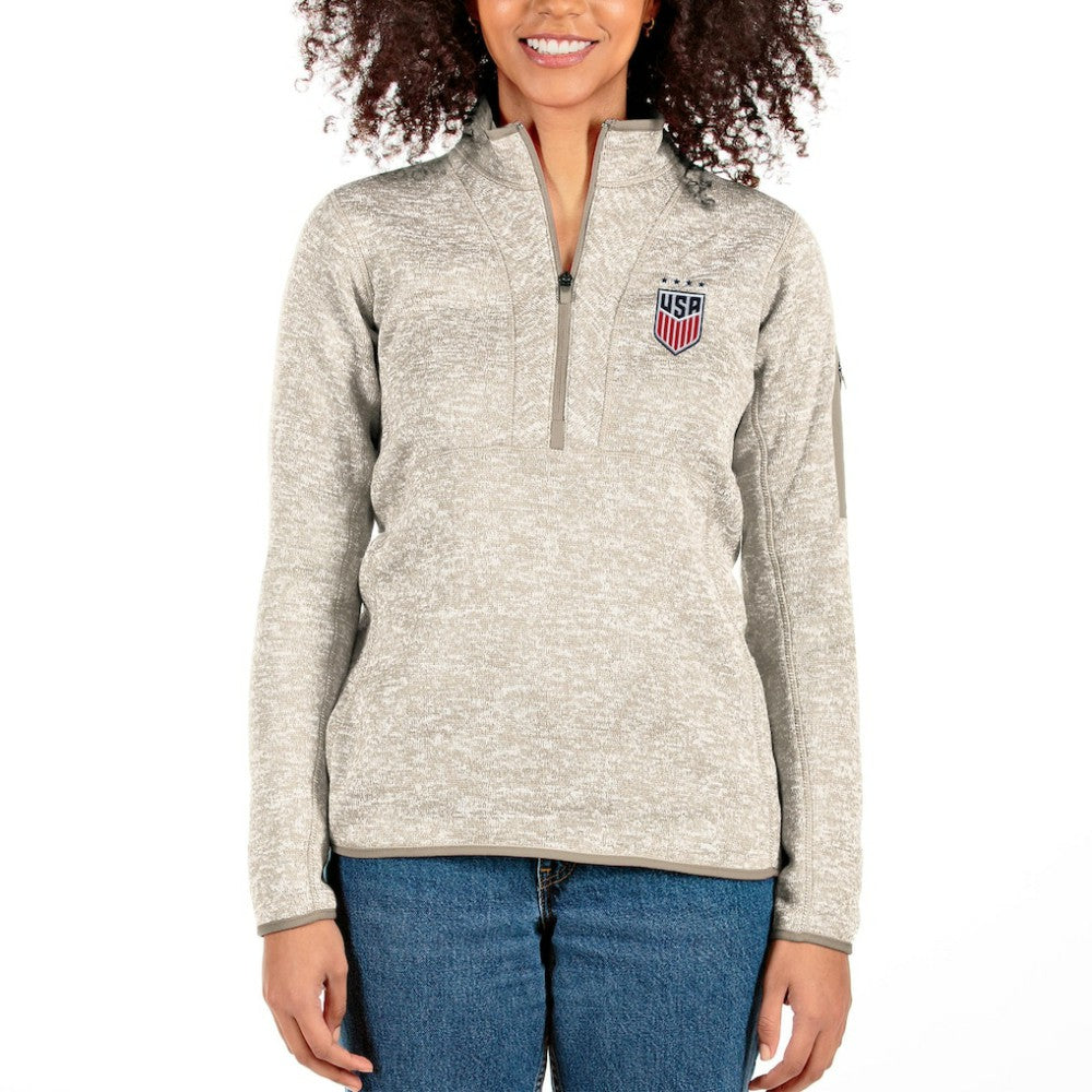 USWNT Antigua Women's Fortune Half-Zip Pullover Jacket -  Oatmeal