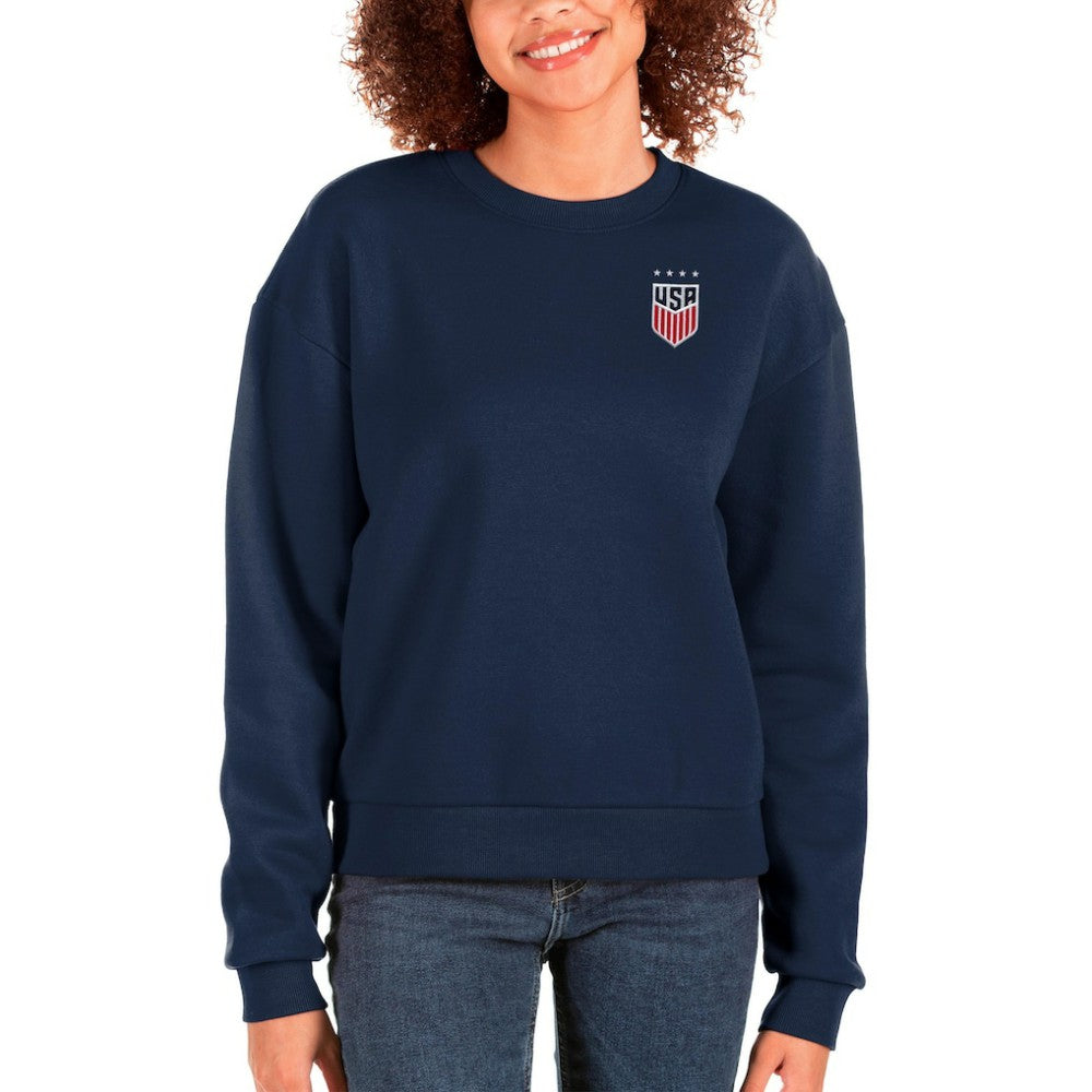 USWNT Antigua Women's Victory Crewneck Pullover Sweatshirt -  Navy