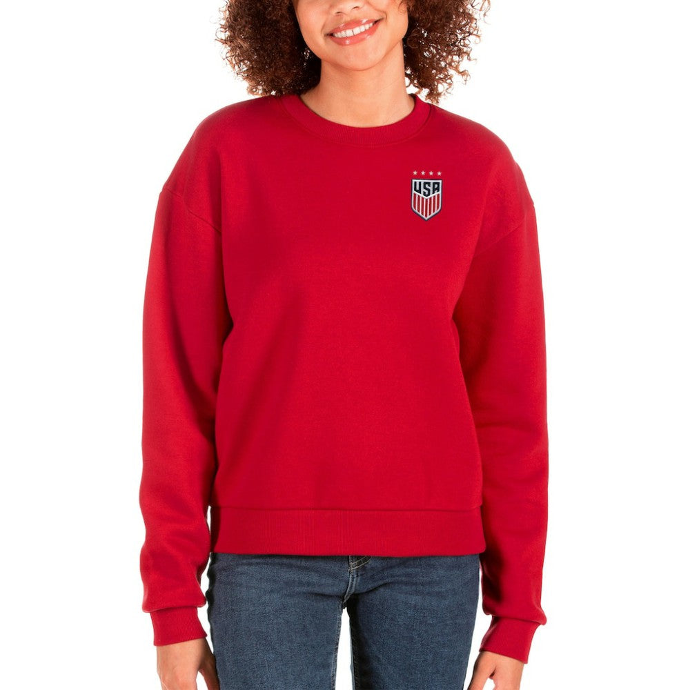 USWNT Antigua Women's Victory Crewneck Pullover Sweatshirt -  Red