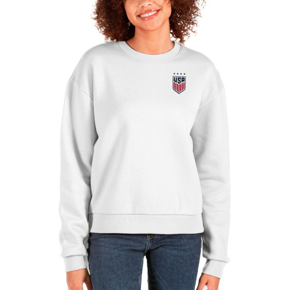 USWNT Antigua Women's Victory Crewneck Pullover Sweatshirt -  White