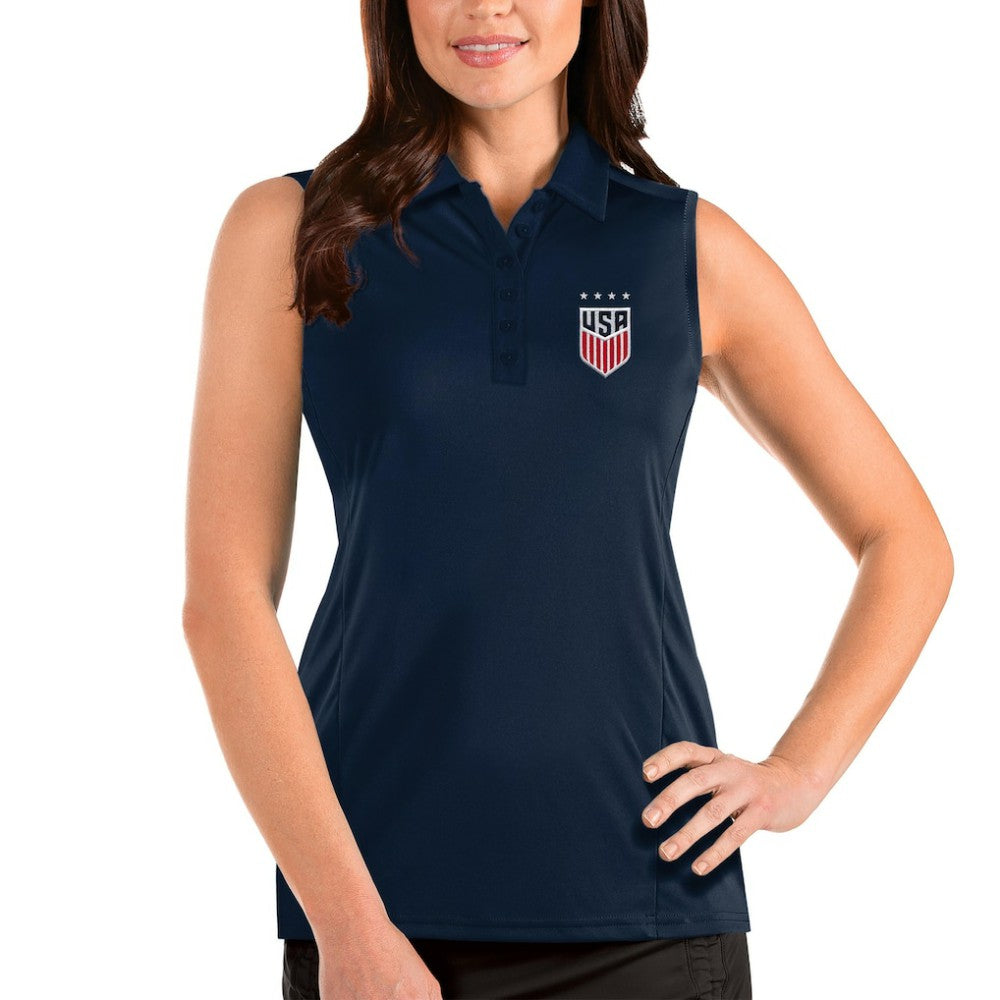 USWNT Antigua Women's Tribute Sleeveless Polo -  Navy