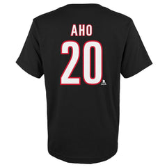 NHL Black Sebastian Aho Carolina Hurricanes Youth Player Name & Number T-Shirt