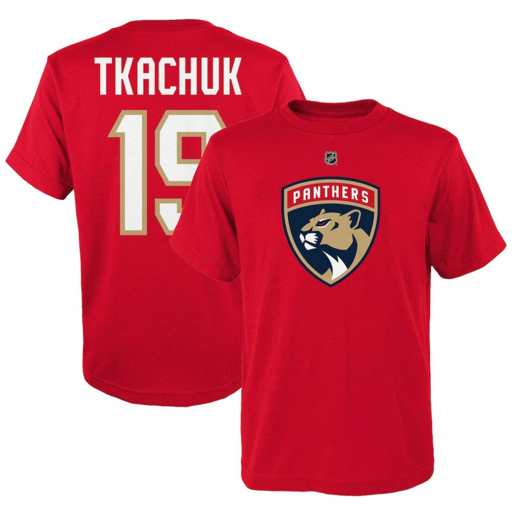 NHL Red Matthew Tkachuk Florida Panthers Youth Player Name & Number T-Shirt