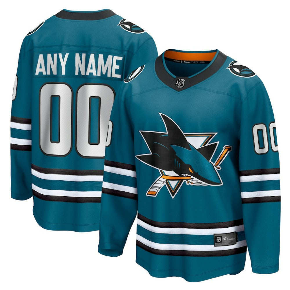NHL Teal San Jose Sharks Fanatics Home Breakaway Custom Jersey