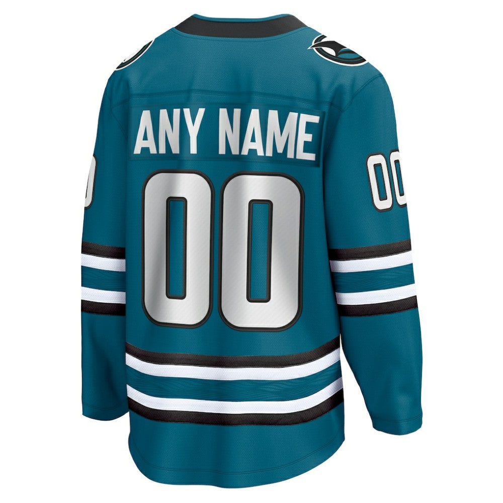 NHL Teal San Jose Sharks Fanatics Home Breakaway Custom Jersey