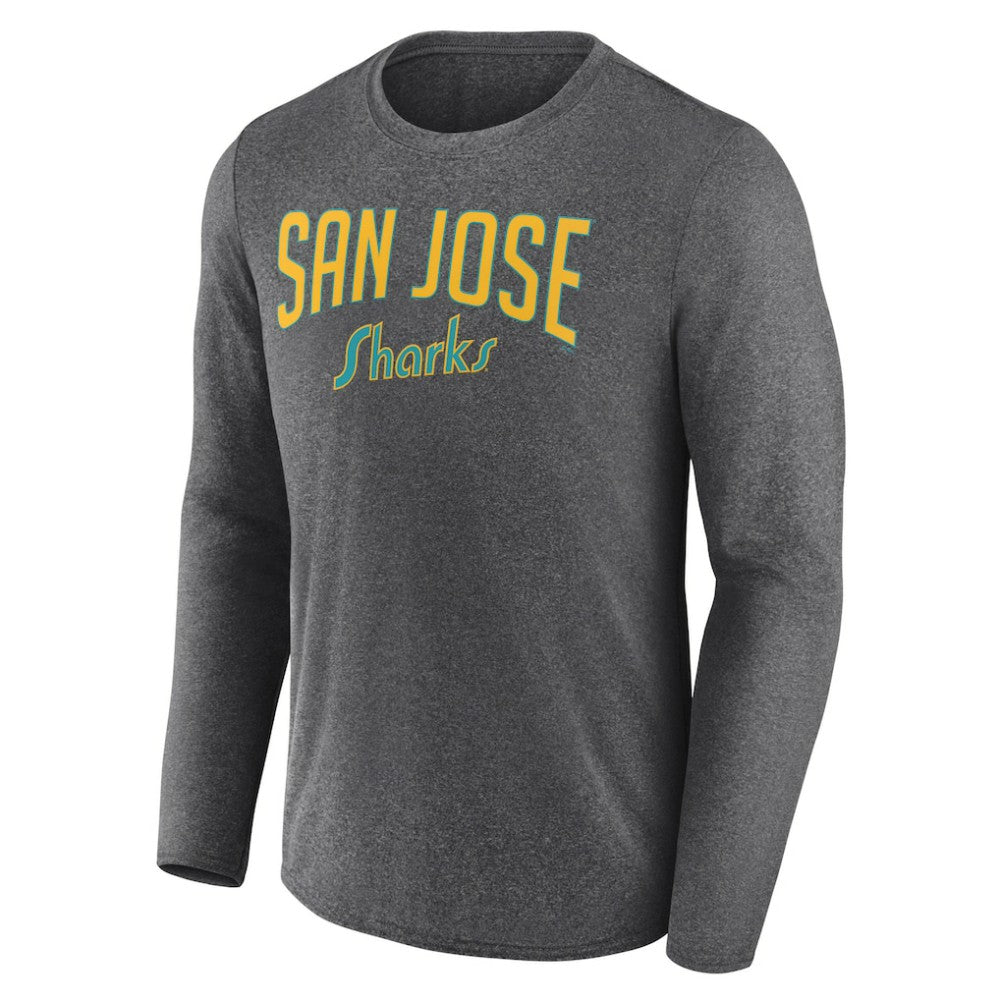 NHL Heather Charcoal San Jose Sharks Fanatics Special Edition 2.0 Scoring Chance Long Sleeve T-Shirt