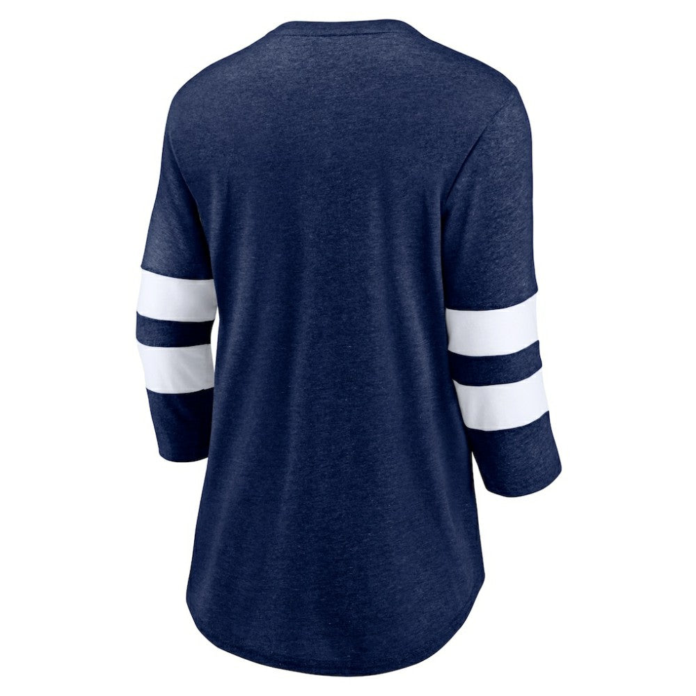 NHL Heather Deep Sea Blue Seattle Kraken Fanatics Women's Special Edition 2.0 Barn Burner 3/4 Sleeve T-Shirt