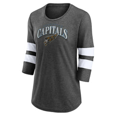 NHL Heather Charcoal Washington Capitals Fanatics Women's Special Edition 2.0 Barn Burner 3/4 Sleeve T-Shirt