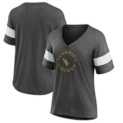 NHL Heather Charcoal Pittsburgh Penguins Fanatics Women's Special Edition 2.0 Ring The Alarm V-Neck T-Shirt