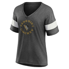 NHL Heather Charcoal Pittsburgh Penguins Fanatics Women's Special Edition 2.0 Ring The Alarm V-Neck T-Shirt