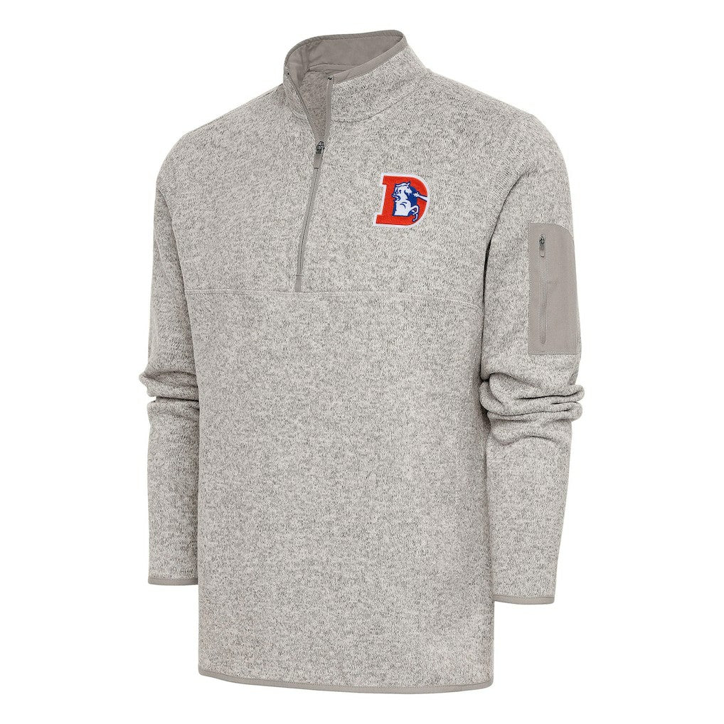 Antigua Throwback Fortune Quarter-Zip Pullover Jacket - Denver Broncos