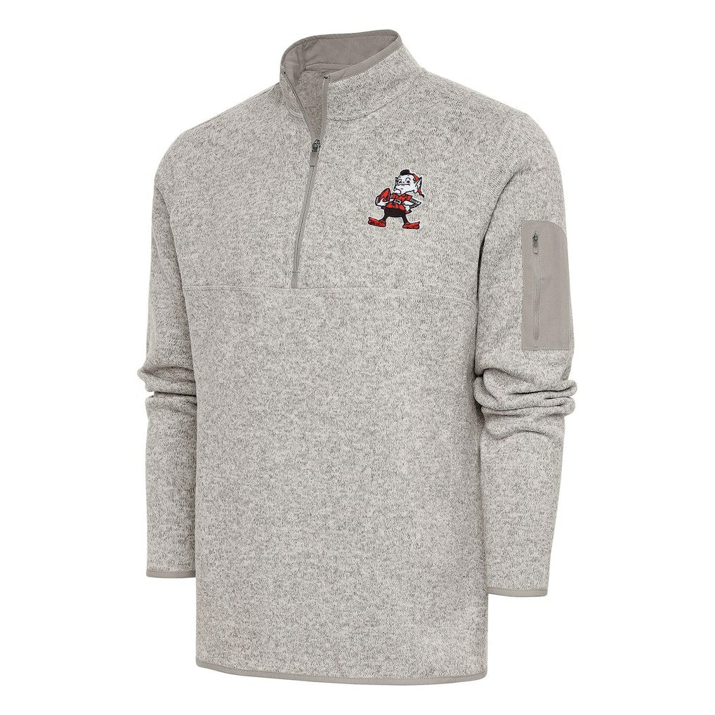 Antigua Throwback Fortune Quarter-Zip Pullover Jacket - Cleveland Browns
