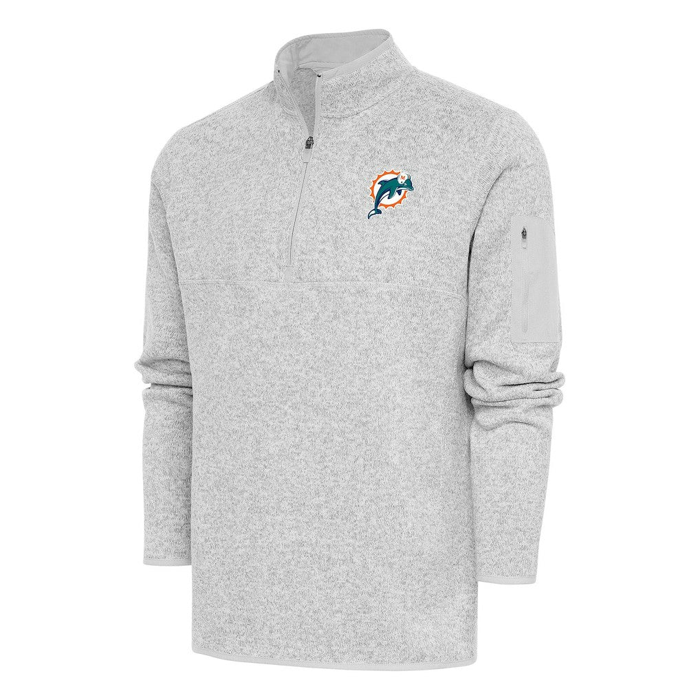 Antigua Throwback Fortune Quarter-Zip Pullover Jacket - Miami Dolphins