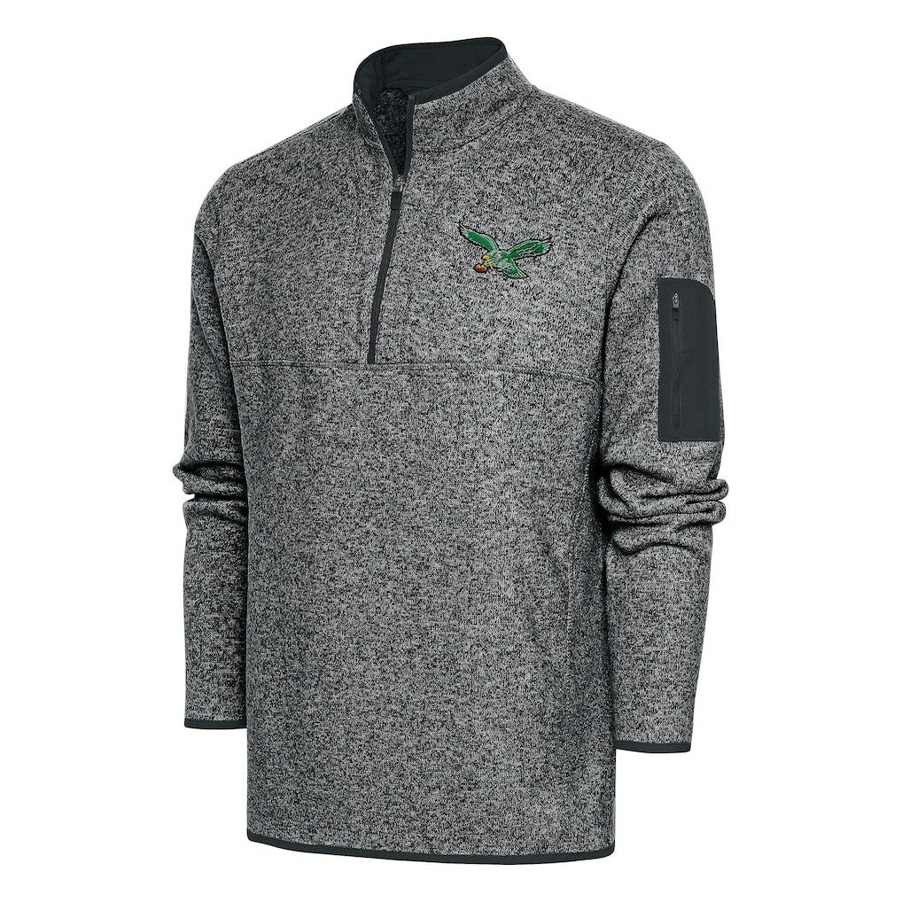 Antigua Throwback Fortune Quarter-Zip Pullover Jacket - Philadelphia Eagles
