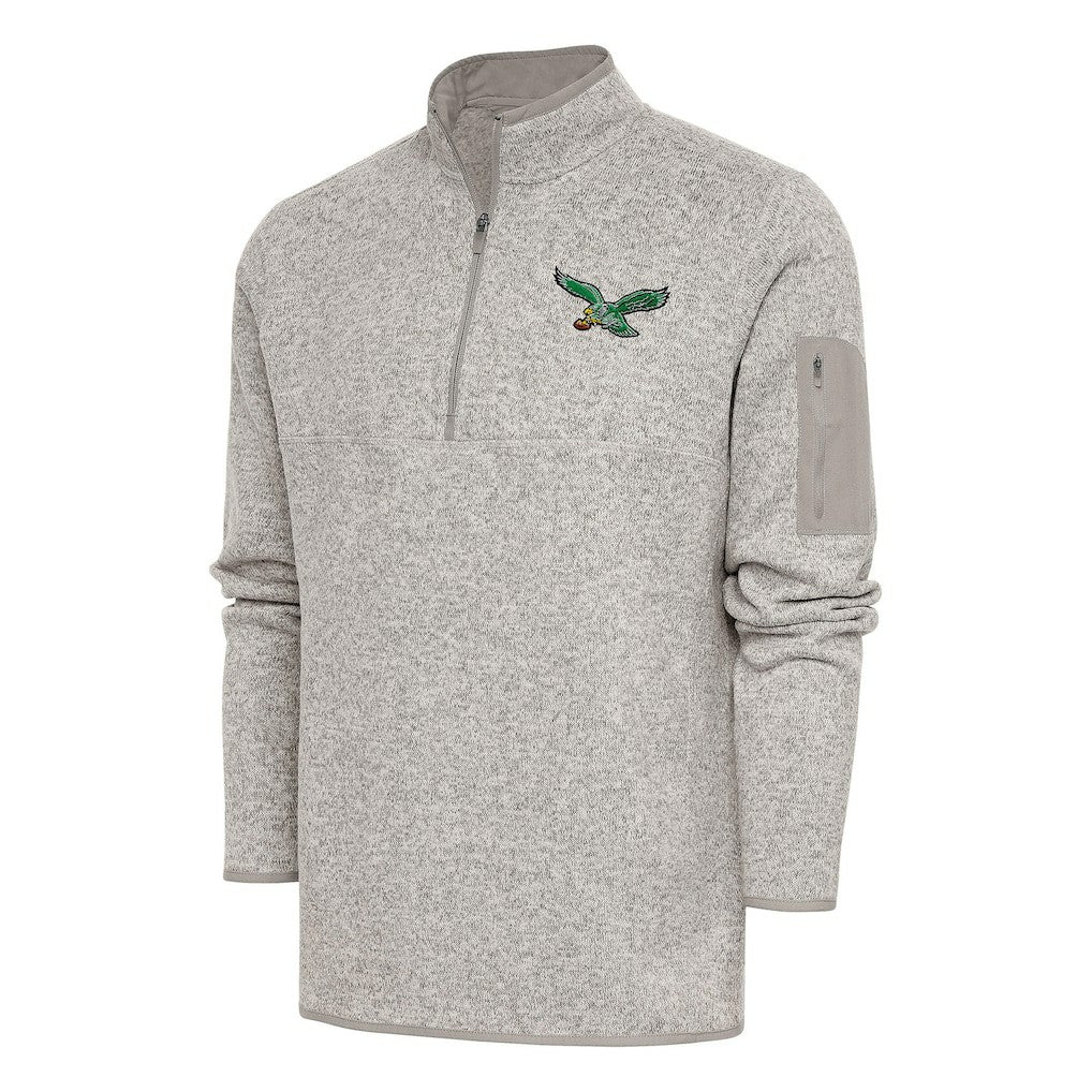 Antigua Throwback Fortune Quarter-Zip Pullover Jacket - Philadelphia Eagles