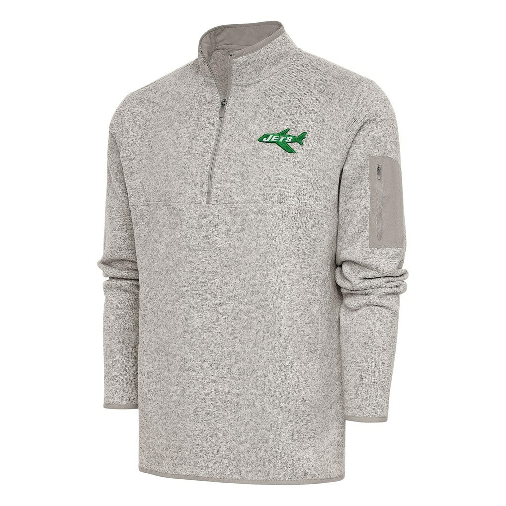 Antigua Throwback Fortune Quarter-Zip Pullover Jacket - New York Jets