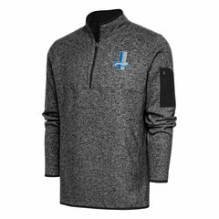 Antigua Throwback Fortune Quarter-Zip Pullover Jacket - Detroit Lions