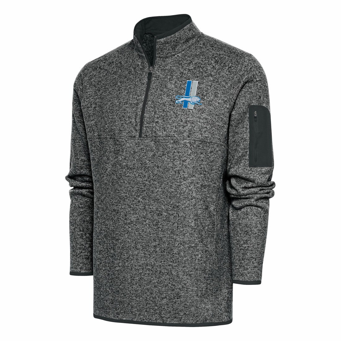 Antigua Throwback Fortune Quarter-Zip Pullover Jacket - Detroit Lions