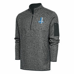 Antigua Throwback Fortune Quarter-Zip Pullover Jacket - Detroit Lions