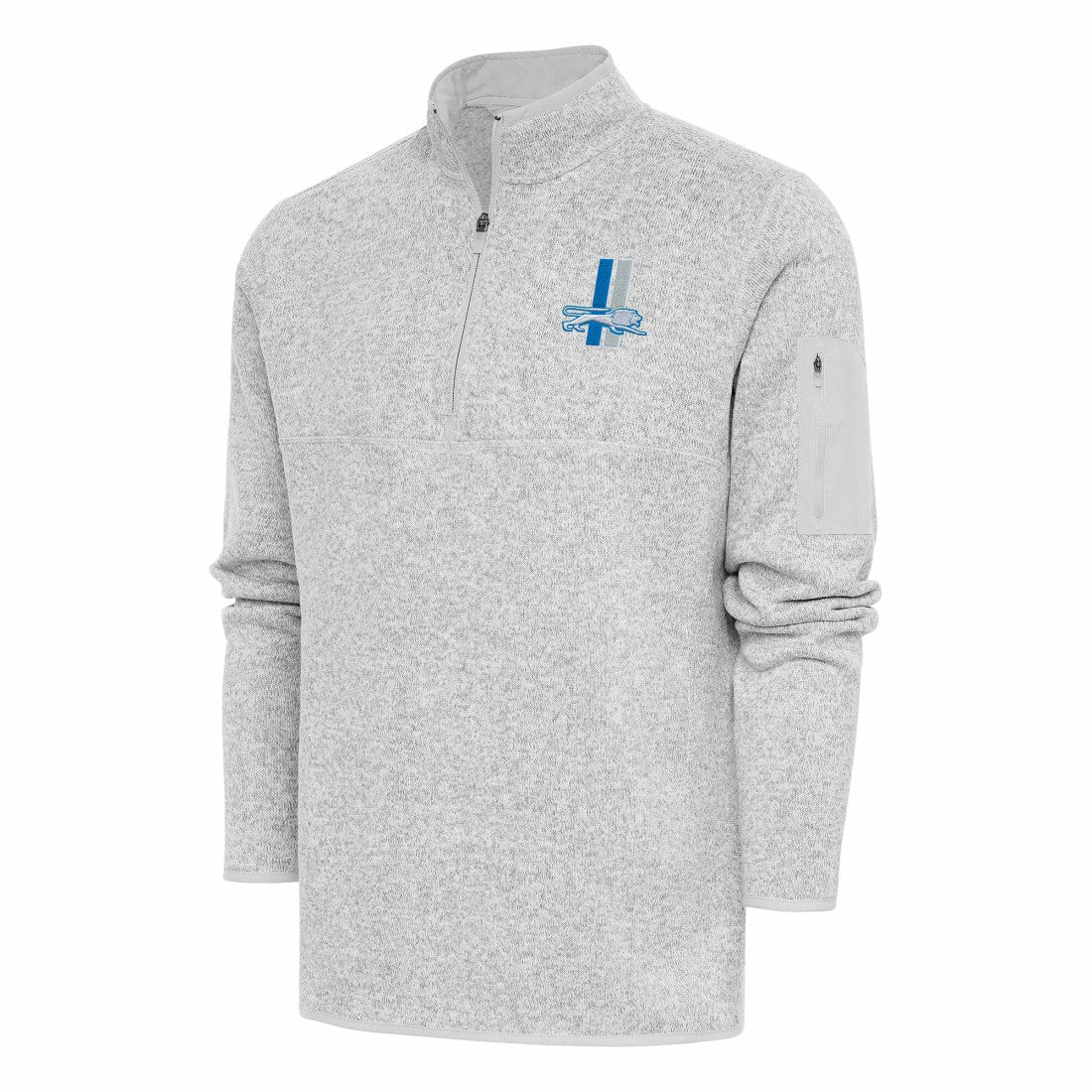 Antigua Throwback Fortune Quarter-Zip Pullover Jacket - Detroit Lions