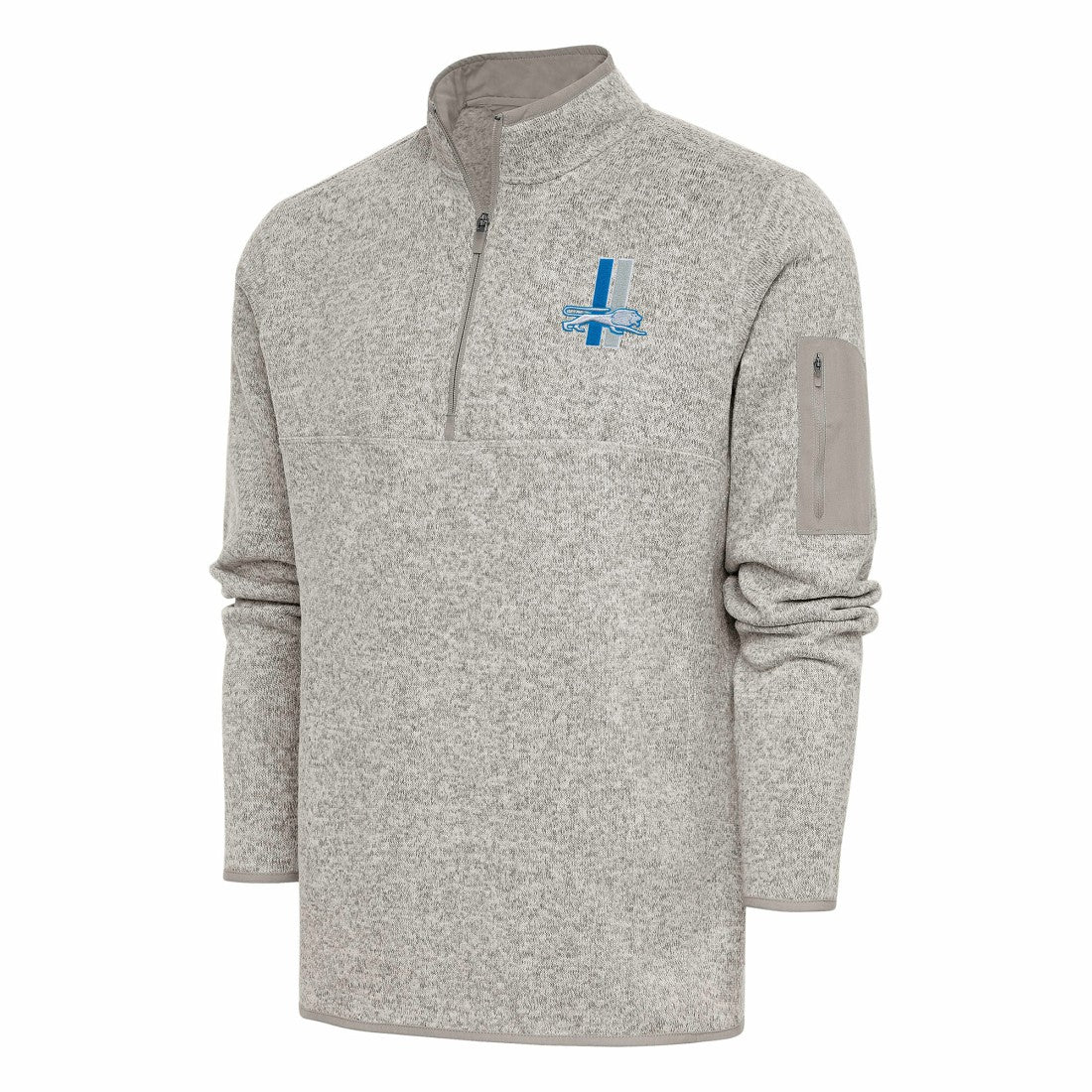 Antigua Throwback Fortune Quarter-Zip Pullover Jacket - Detroit Lions