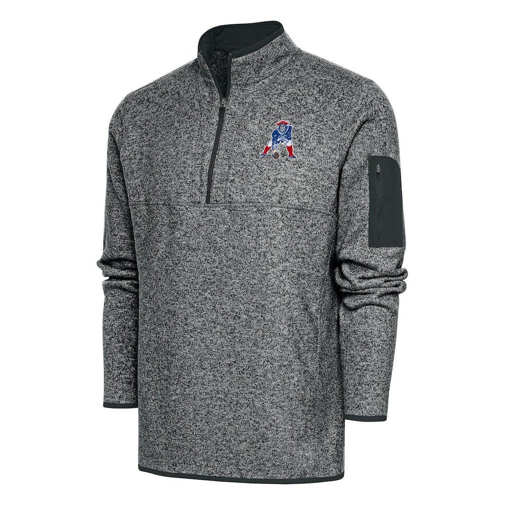 Antigua Throwback Fortune Quarter-Zip Pullover Jacket - New England Patriots