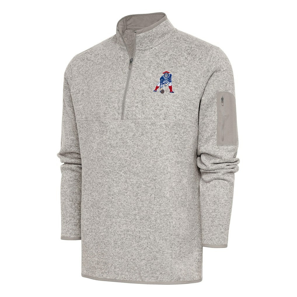 Antigua Throwback Fortune Quarter-Zip Pullover Jacket - New England Patriots