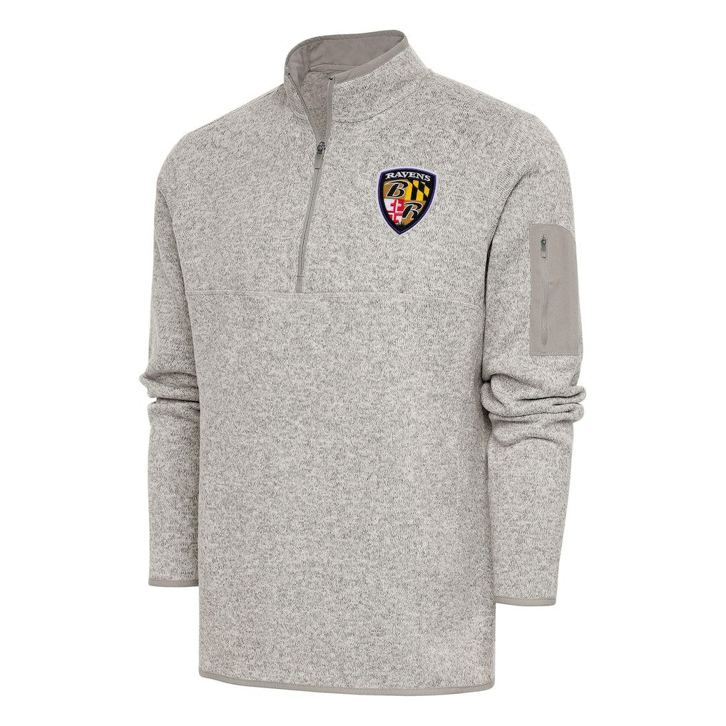 Antigua Throwback Fortune Quarter-Zip Pullover Jacket - Baltimore Ravens