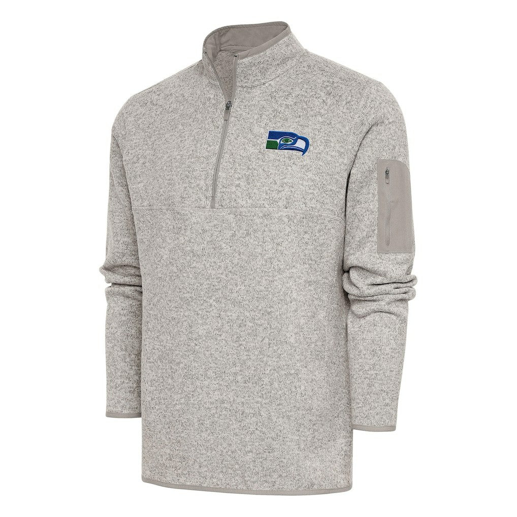 Antigua Throwback Fortune Quarter-Zip Pullover Jacket - Seattle Seahawks