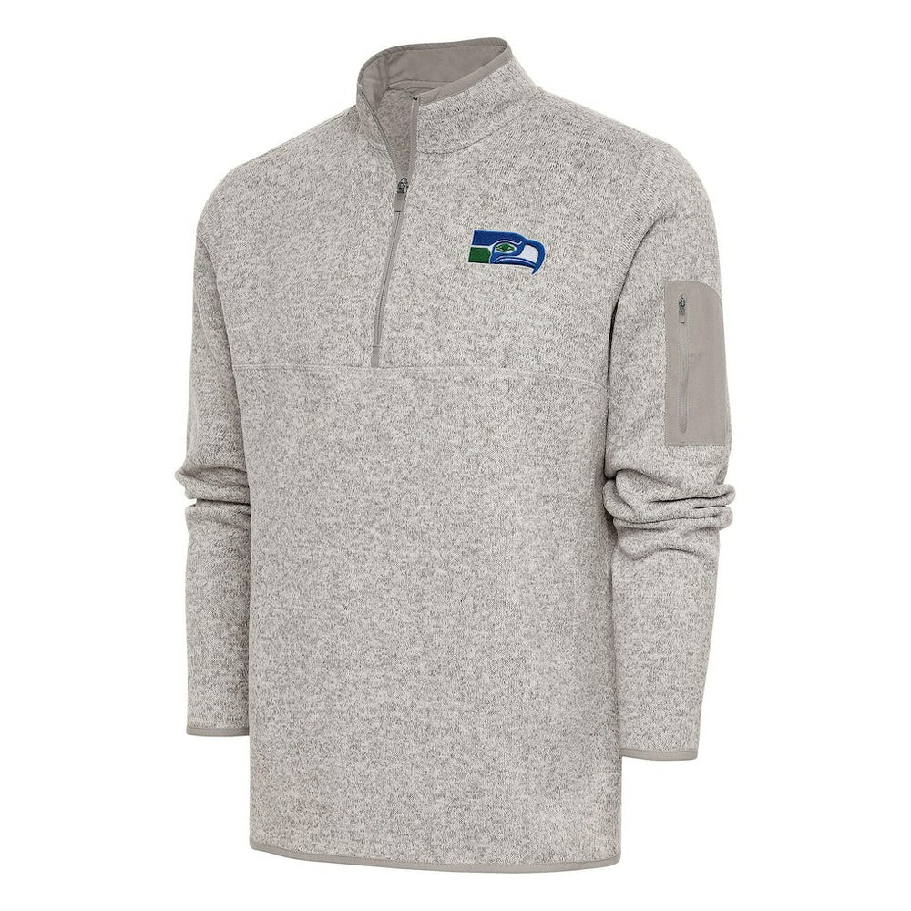 Antigua Throwback Fortune Quarter-Zip Pullover Jacket - Seattle Seahawks
