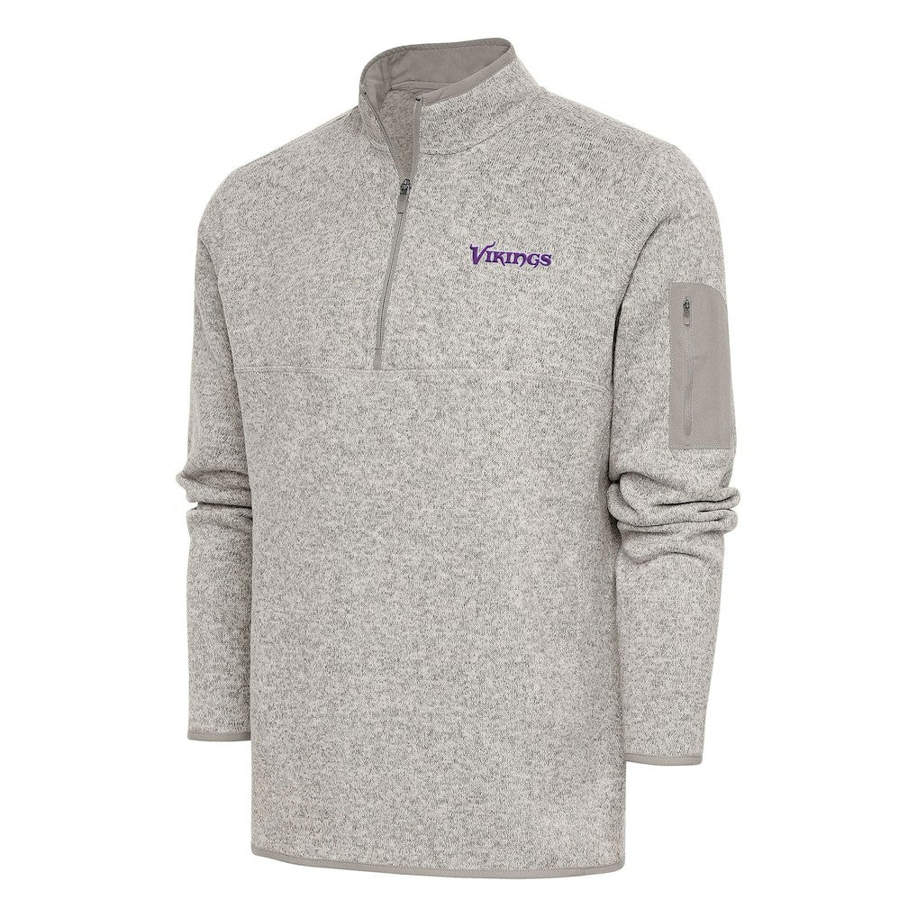 Antigua Throwback Fortune Quarter-Zip Pullover Jacket - Minnesota Vikings