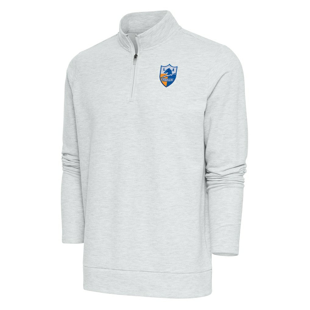 Antigua Team Logo Throwback Gambit Quarter-Zip Pullover Top - Los Angeles Chargers