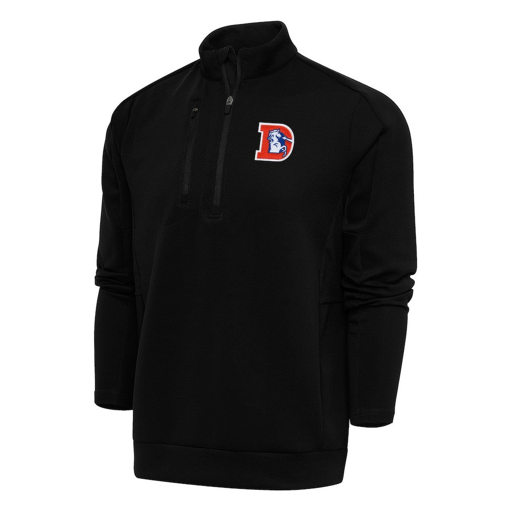 Antigua Team Logo Throwback Generation Quarter-Zip Pullover Top - Denver Broncos