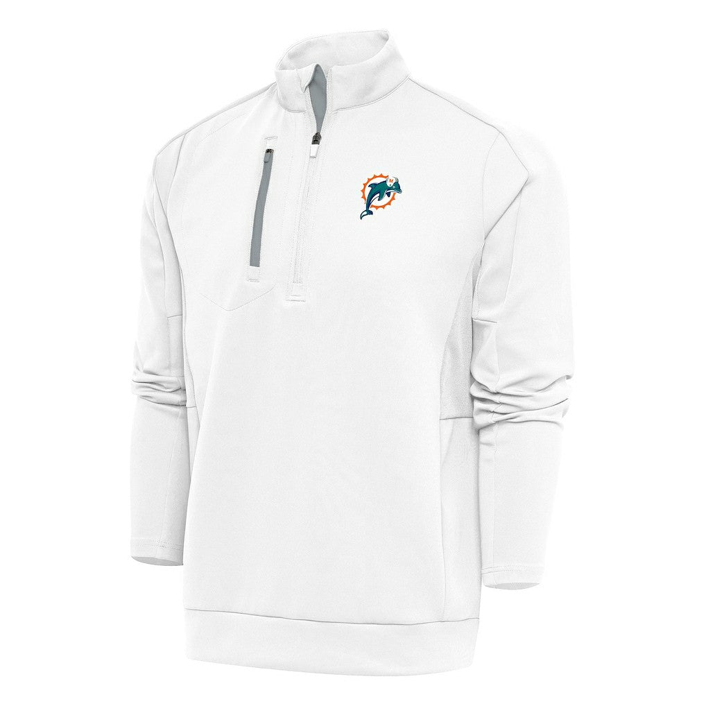 Antigua Team Logo Throwback Generation Quarter-Zip Pullover Top - Miami Dolphins