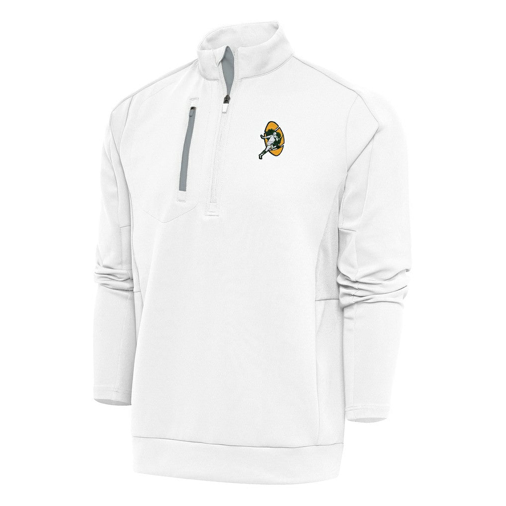 Antigua Team Logo Throwback Generation Quarter-Zip Pullover Top - Green Bay Packers