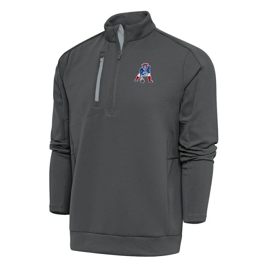 Antigua Team Logo Throwback Generation Quarter-Zip Pullover Top - New England Patriots