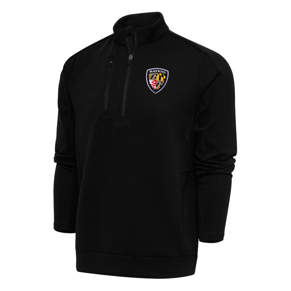 Antigua Team Logo Throwback Generation Quarter-Zip Pullover Top - Baltimore Ravens