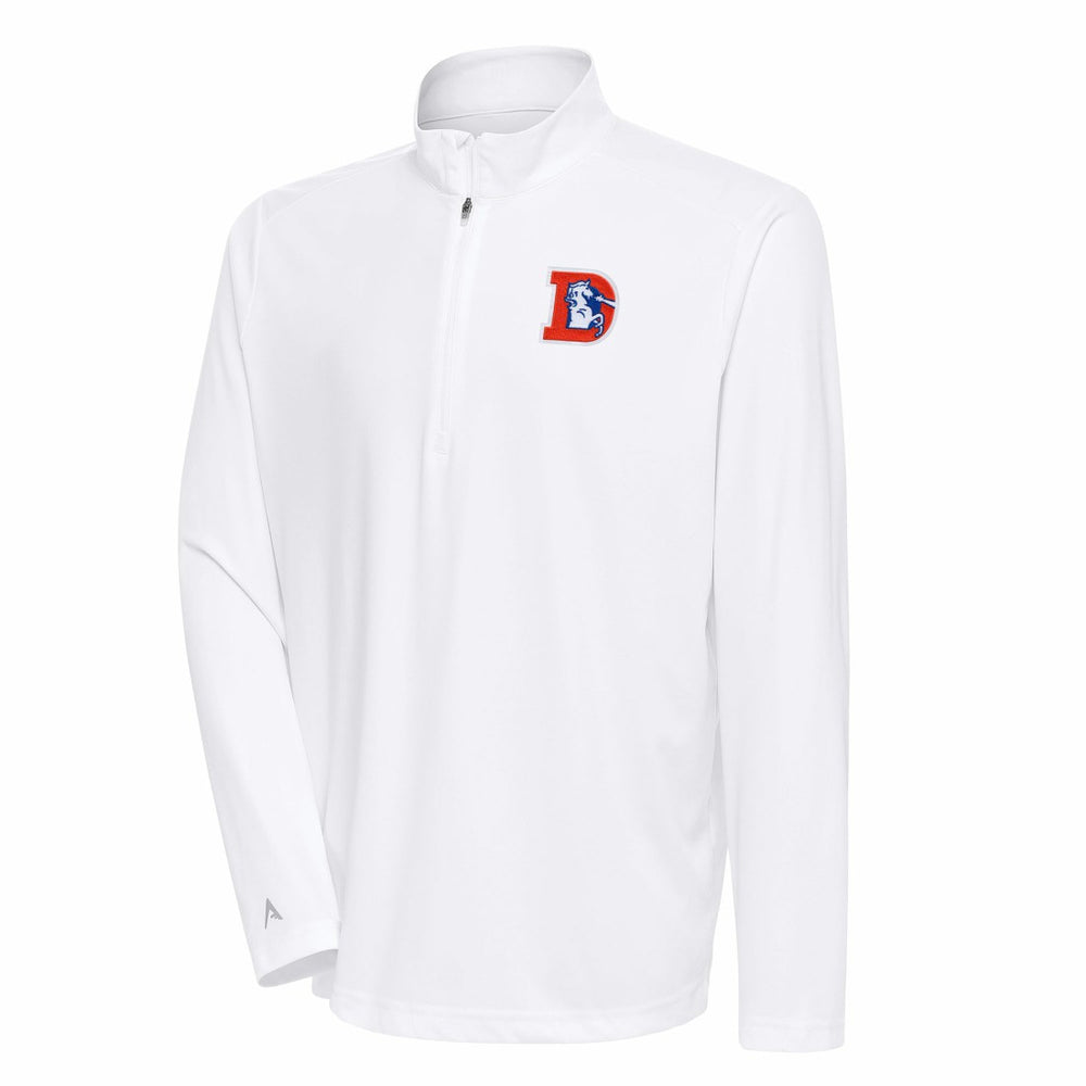 Antigua Team Logo Throwback Tribute Quarter-Zip Pullover Top - Denver Broncos