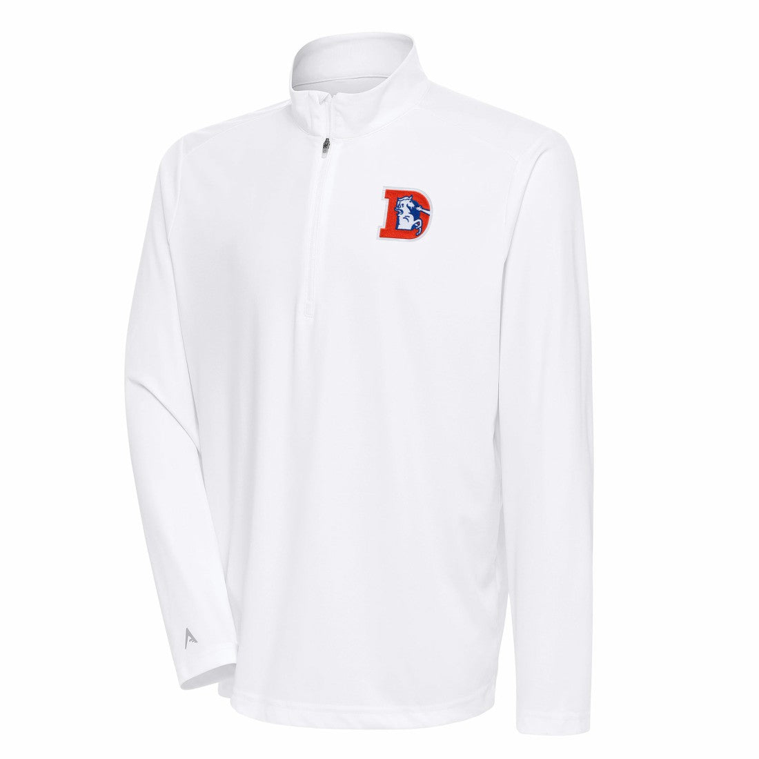 Antigua Team Logo Throwback Tribute Quarter-Zip Pullover Top - Denver Broncos